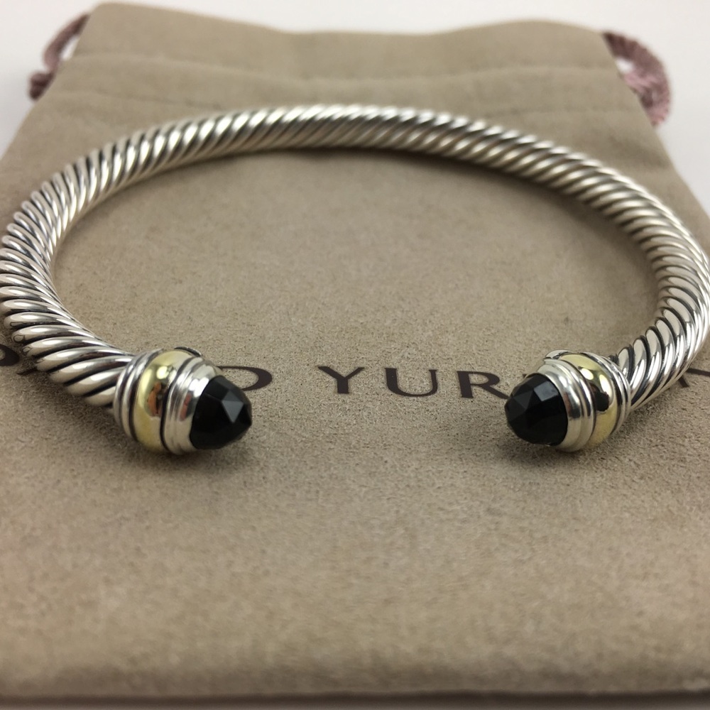 David Yurman Black Onyx and 14k Gold 5mm Bracelet